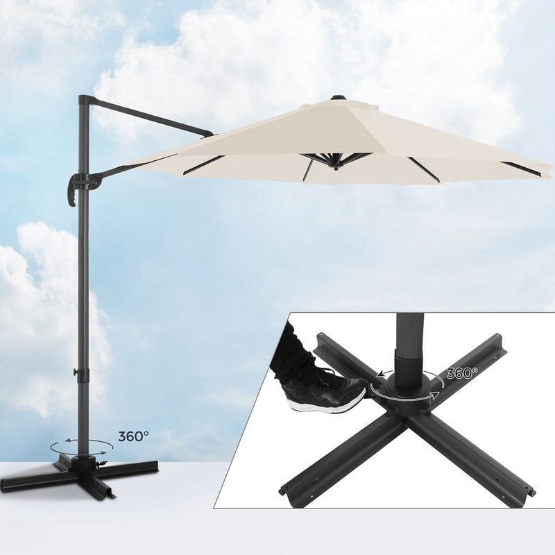 Image of a beige 3m Patio Cantilever Umbrella