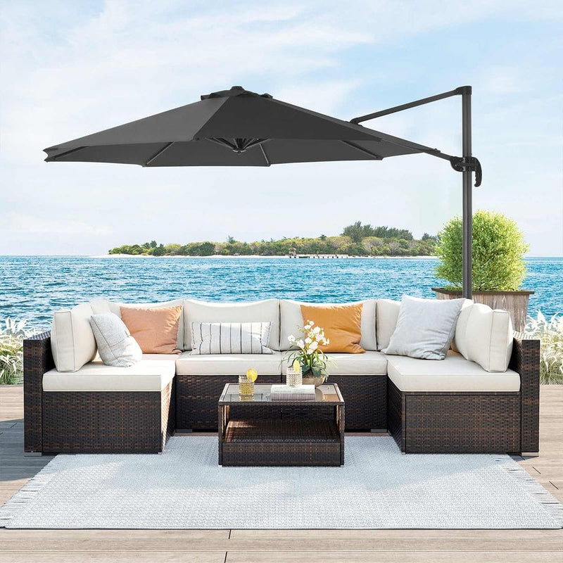 Image of a grey 3m Patio Cantilever Umbrella