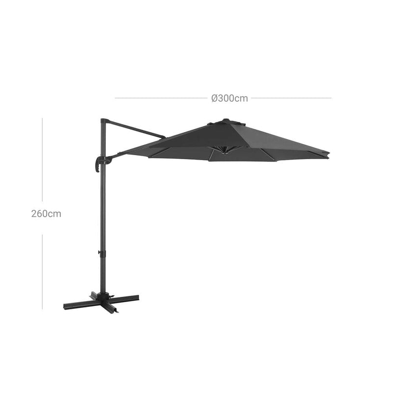 Image of a grey 3m Patio Cantilever Umbrella