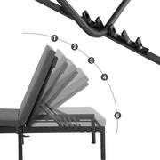 Image of Black PE Rattan Sun Lounger With Grey Cushion