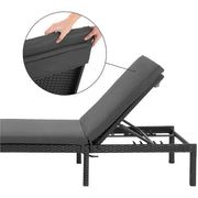 Image of Black PE Rattan Sun Lounger With Grey Cushion