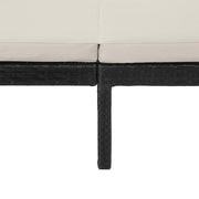 Image of Black PE Rattan Sun Lounger With White Cushion