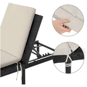 Image of Black PE Rattan Sun Lounger With White Cushion