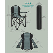 Image of a folding camping chair with cup holder in the arm