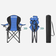 Image of a folding camping chair with cup holder in the arm