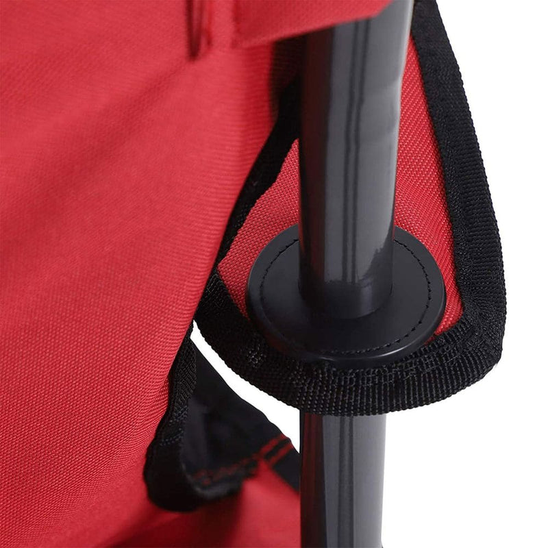 Image of a folding camping chair with cup holder in the arm