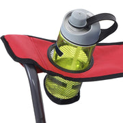 Image of a folding camping chair with cup holder in the arm