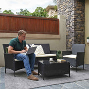 Four Piece Rattan Garden Set SONGMICS