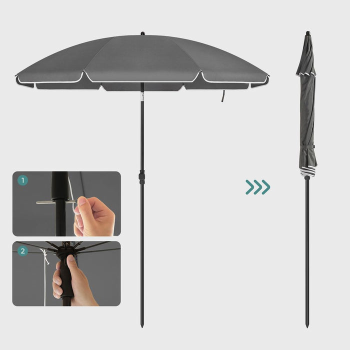 Image of a grey beach sun umbrella