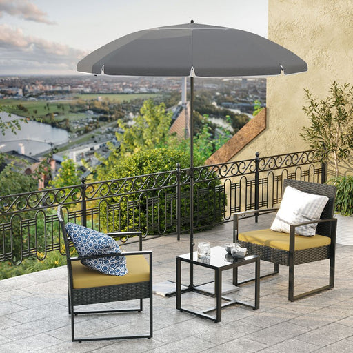 Image of a grey beach sun umbrella