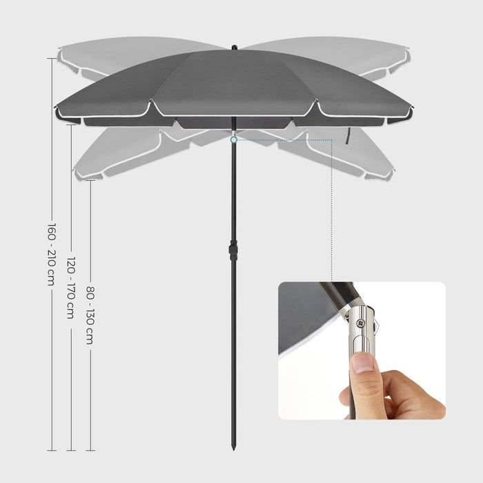 Image of a Grey Beach Umbrella With Bag (UPF 50+)