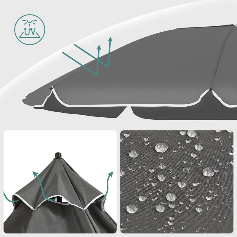 Image of a Grey Beach Umbrella With Bag (UPF 50+)