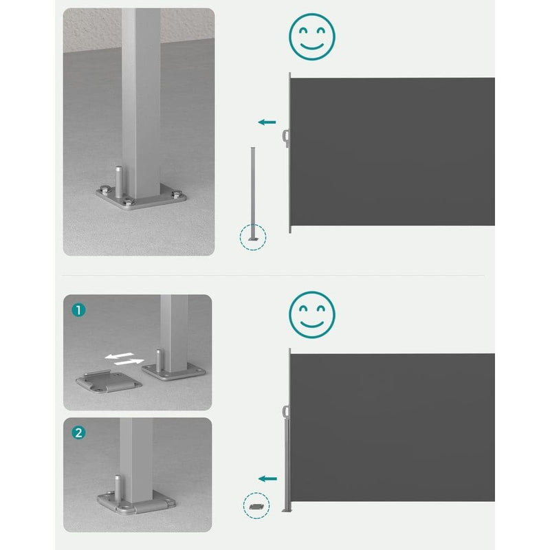 Grey Retractable Side Awning Songmics