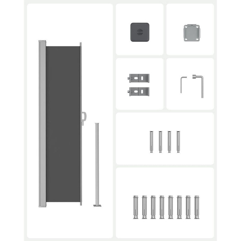 Grey Retractable Side Awning Songmics