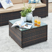 Image of a Rattan Sofa Set With Table, Brown and Taupe