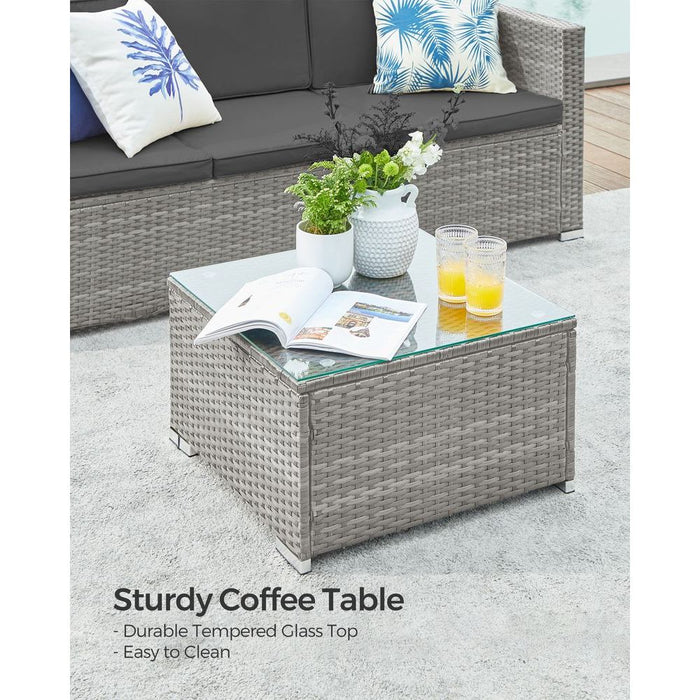 Image of a Rattan Sofa Set With Table, Grey