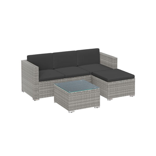 Image of a Rattan Sofa Set With Table, Grey
