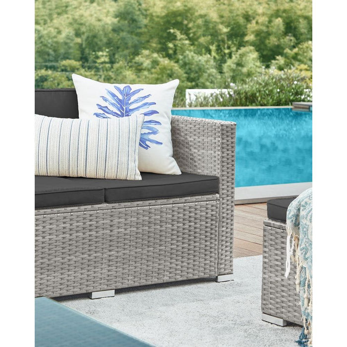 Image of a Rattan Sofa Set With Table, Grey