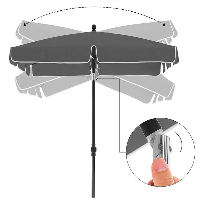 Image of a Grey Rectangular Parasol For Patio (180x125cm)