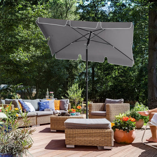 Image of a Grey Rectangular Patio Umbrella 