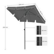 Image of a Grey Rectangular Patio Umbrella 