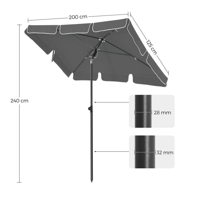 Image of a Grey Rectangular Patio Umbrella 
