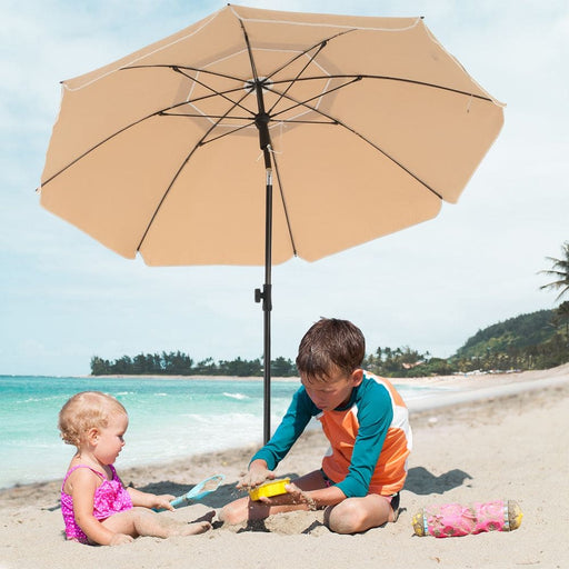 Image of a Taupe Beach Sun Umbrella With Bag 