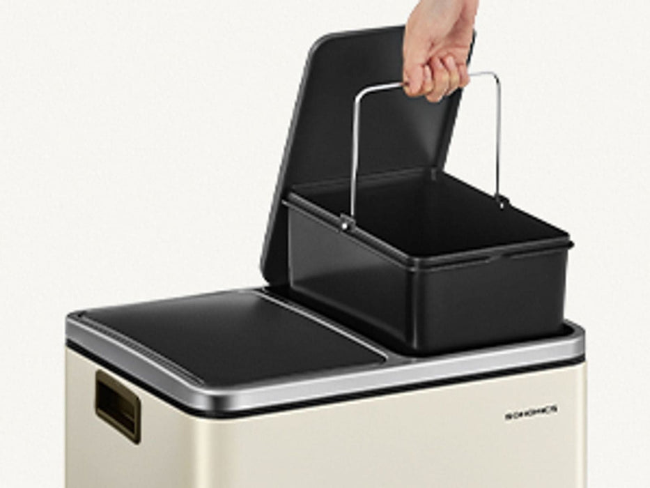 Image of a Beige 2 Compartment Kitchen Recycling Bin