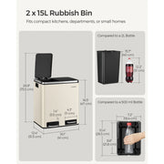 Image of a Beige 2 Compartment Kitchen Recycling Bin