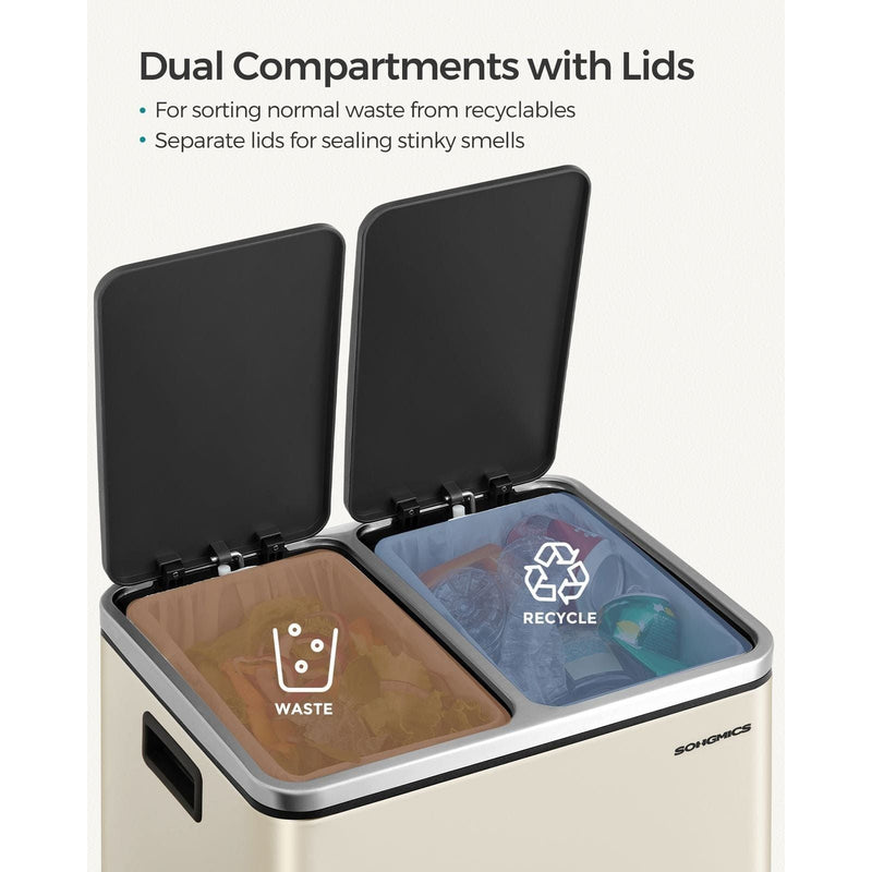 Image of a Beige 2 Compartment Kitchen Recycling Bin