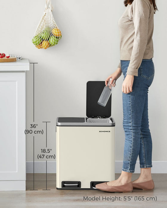 Image of a Beige 2 Compartment Kitchen Recycling Bin