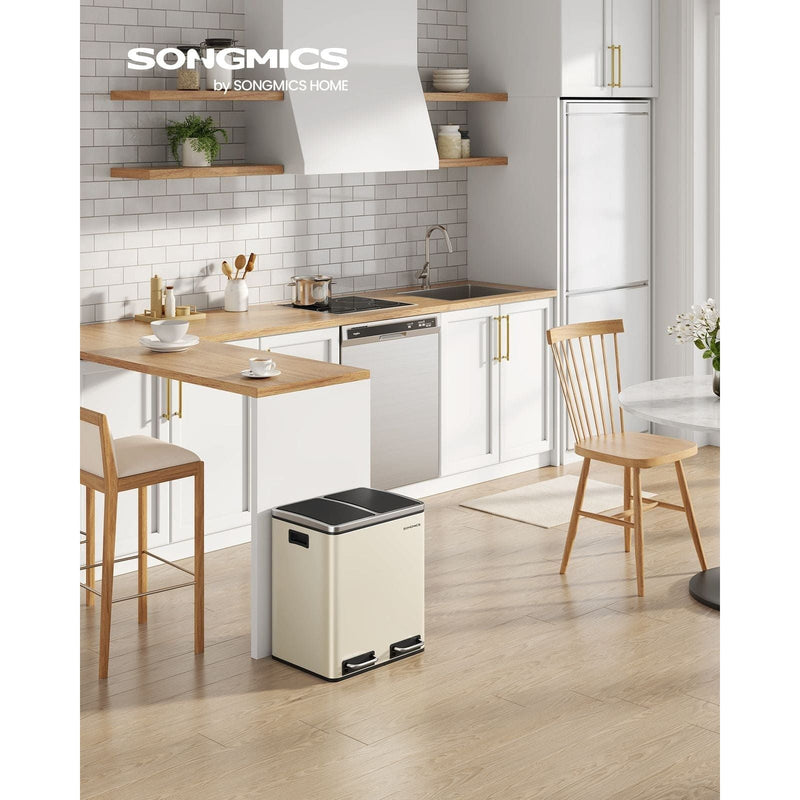 Image of a Beige 2 Compartment Kitchen Recycling Bin