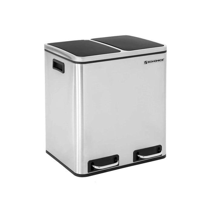 Image of a Stainless Steel 2 Compartment Kitchen Recycling Bin