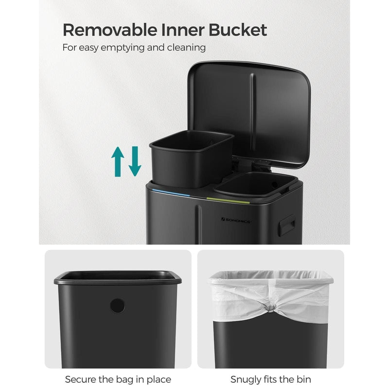 Image of a Black Songmics Double Kitchen Bin.