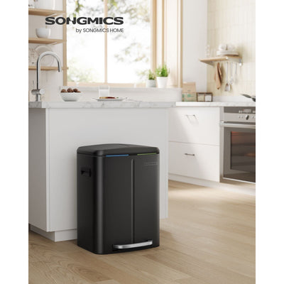 Image of a Black Songmics Double Kitchen Bin.