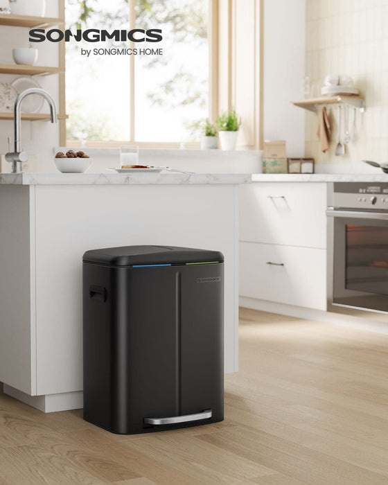 Image of a Black Songmics Double Kitchen Bin.