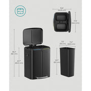 Image of a Black Songmics Double Kitchen Bin.