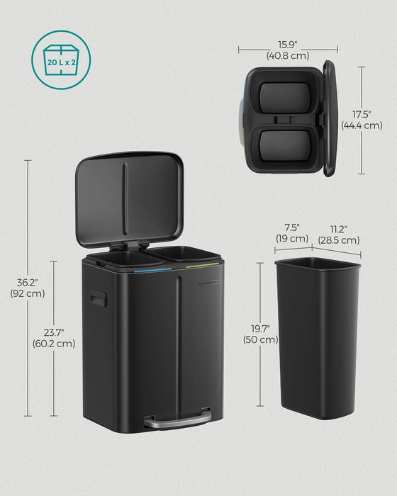 Image of a Black Songmics Double Kitchen Bin.