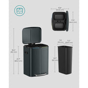 Image of a Black Songmics Double Kitchen Bin.