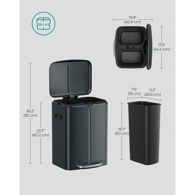 Image of a Black Songmics Double Kitchen Bin.