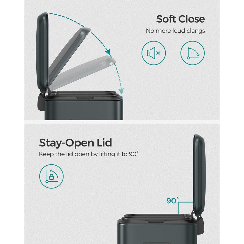 Image of a Songmics Double Kitchen Bin in a Greenish Grey Colour.