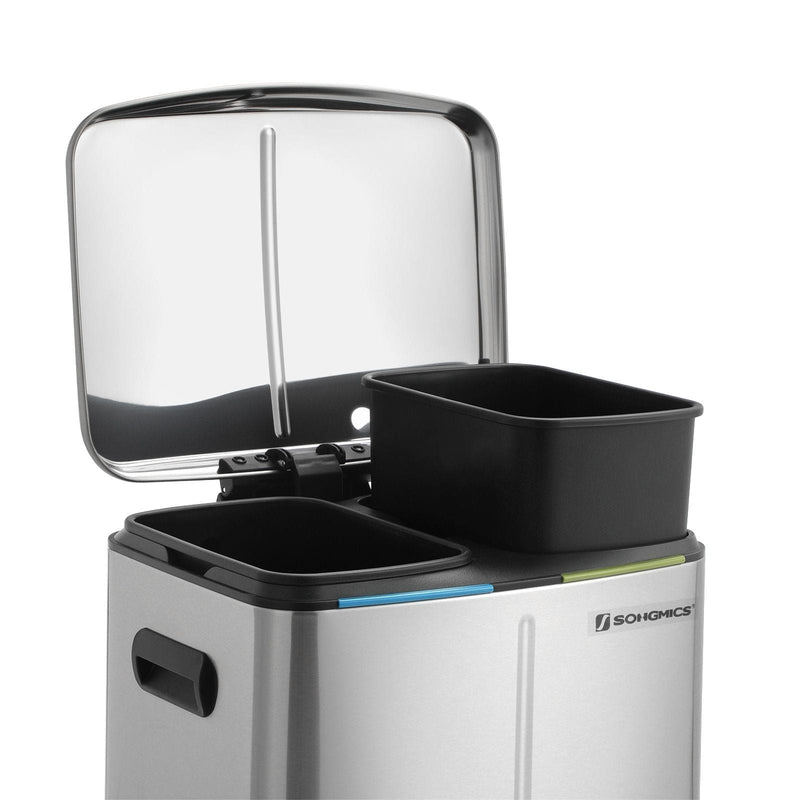 Image of a Silver Songmics Double Kitchen Bin.