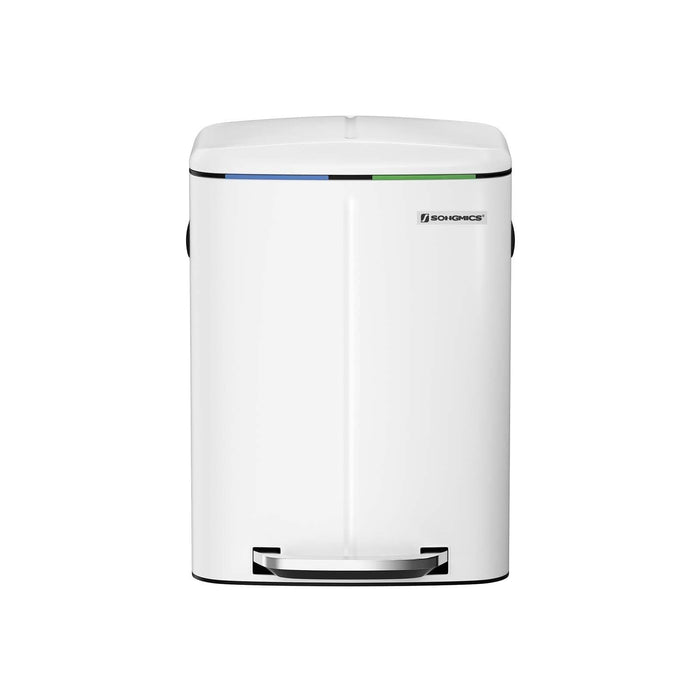 Image of a White Songmics Double Kitchen Bin.