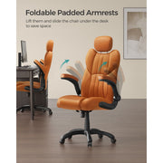 Caramel Brown Faux Leather Gaming Desk Chair With Wheels