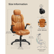 Caramel Brown Faux Leather Gaming Desk Chair With Wheels