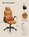 Caramel Brown Faux Leather Gaming Desk Chair With Wheels