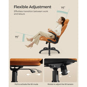 Caramel Brown Faux Leather Gaming Desk Chair With Wheels