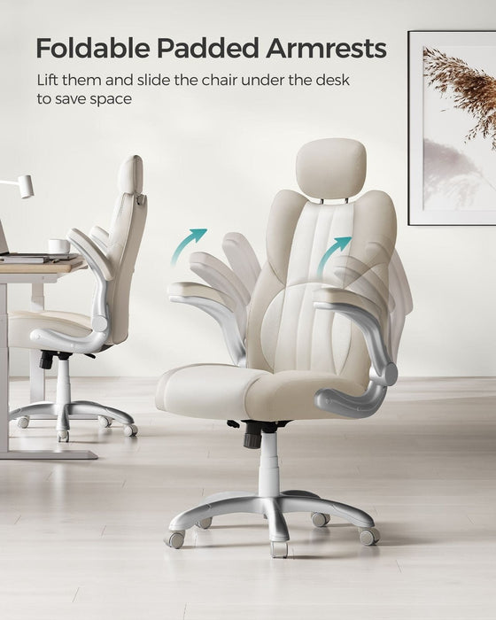 Cream White Gaming Office Chair With Wheels