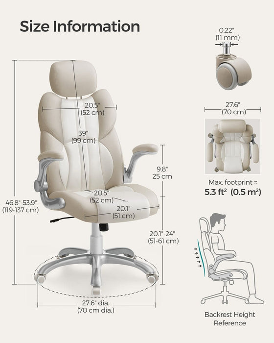 Cream White Gaming Office Chair With Wheels