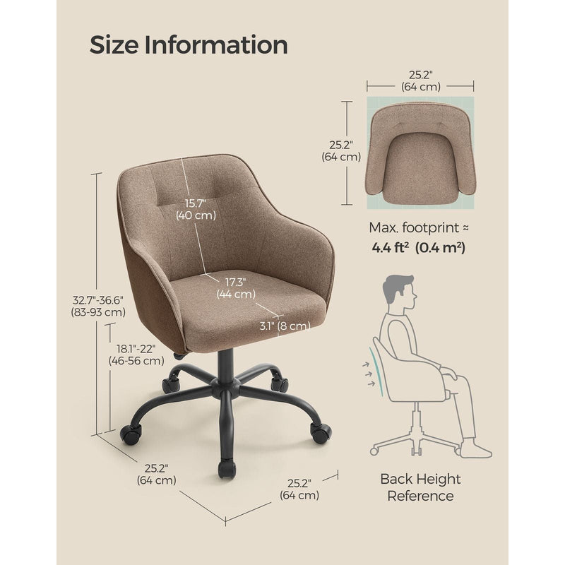 Brown Modern Office Chair With Wheels